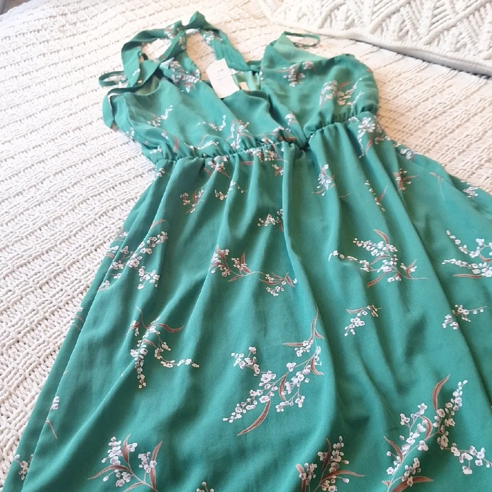 Miami Green Floral High Low Dress Size S - Picture 4 of 5